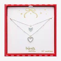 Bijoux Bar Silver Tone Womens Glass Heart 2-pc. Necklace Set