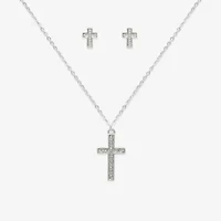 Bijoux Bar Silver Tone Womens Glass Cross 2-pc. Jewelry Set