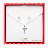 Bijoux Bar Silver Tone Womens Glass Cross 2-pc. Jewelry Set