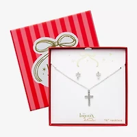 Bijoux Bar Silver Tone Womens Glass Cross 2-pc. Jewelry Set