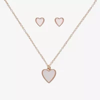 Bijoux Bar Rose Tone Womens White Heart 2-pc. Jewelry Set