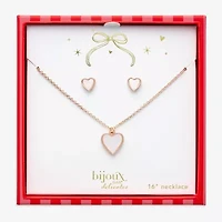 Bijoux Bar Rose Tone Womens White Heart 2-pc. Jewelry Set