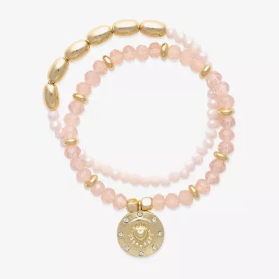 Bijoux Bar Gold Tone Womens Glass Stretch Bracelet