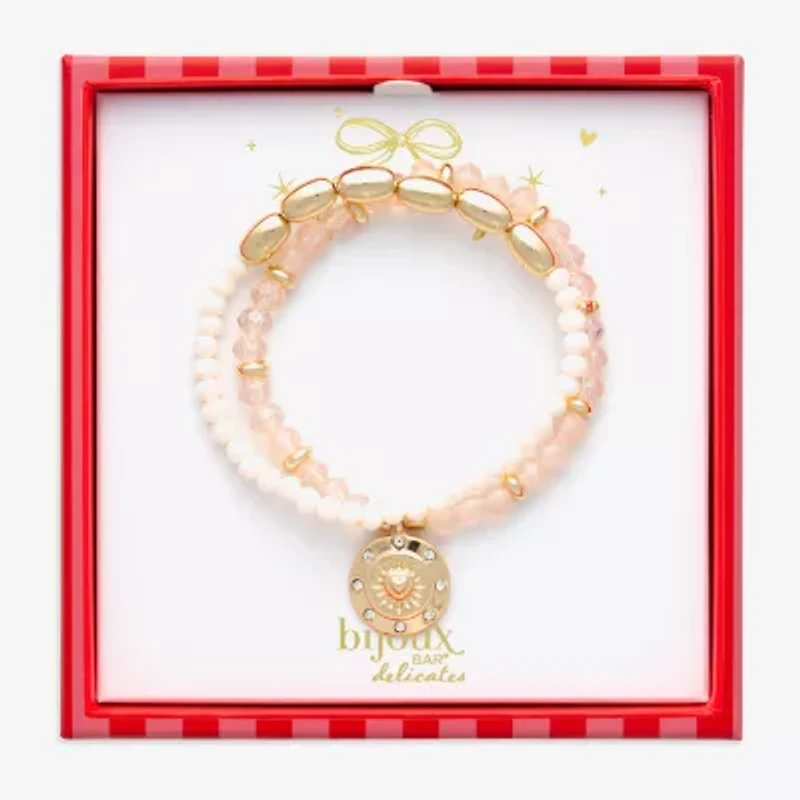 Bijoux Bar Gold Tone Womens Glass Stretch Bracelet