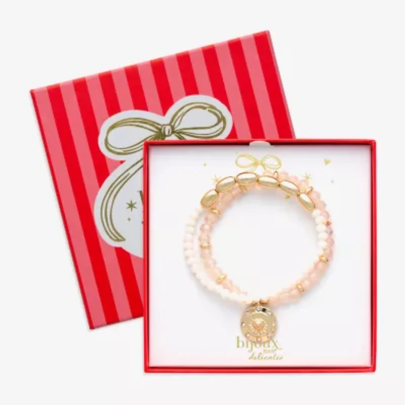 Bijoux Bar Gold Tone Womens Glass Stretch Bracelet