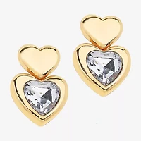 Bijoux Bar Womens Glass Heart Drop Earrings
