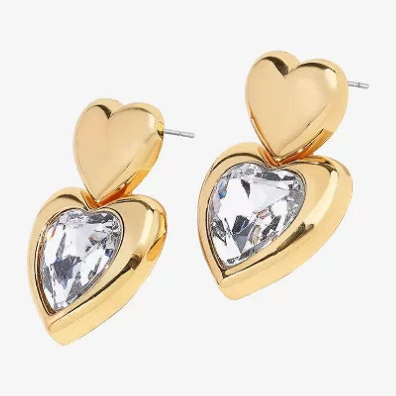 Bijoux Bar Womens Glass Heart Drop Earrings