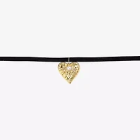 Bijoux Bar Womens Glass Simulated Pearl Heart 14 Inch Choker Necklace