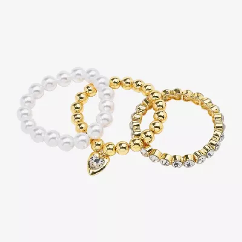 Bijoux Bar Womens 3-pc. Glass Bracelet Set