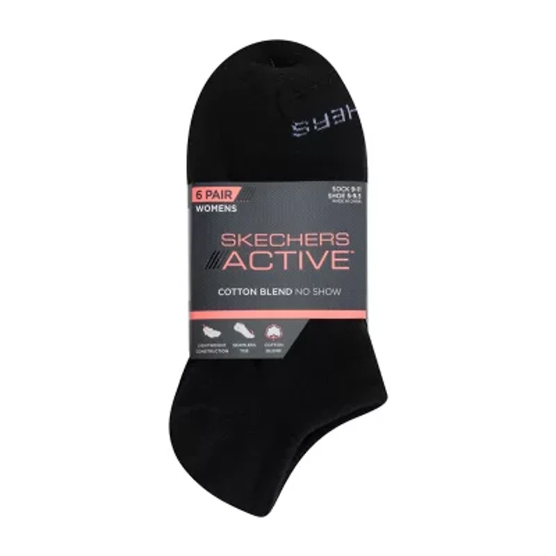 Skechers Active Womens Multi-Pack 6 Pair No Show Socks
