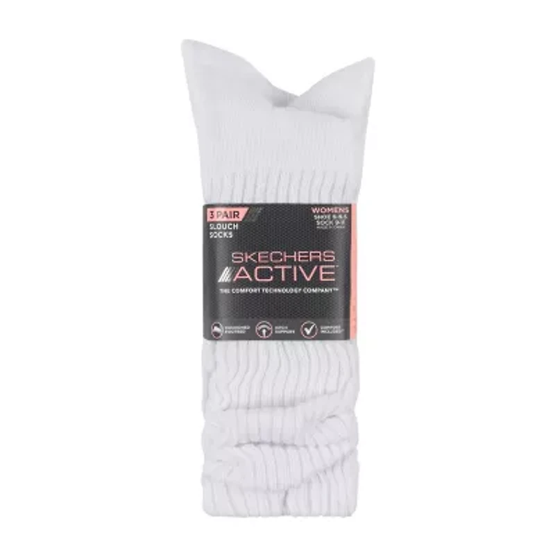 Skechers Active Slouch Womens 3 Pair Crew Socks