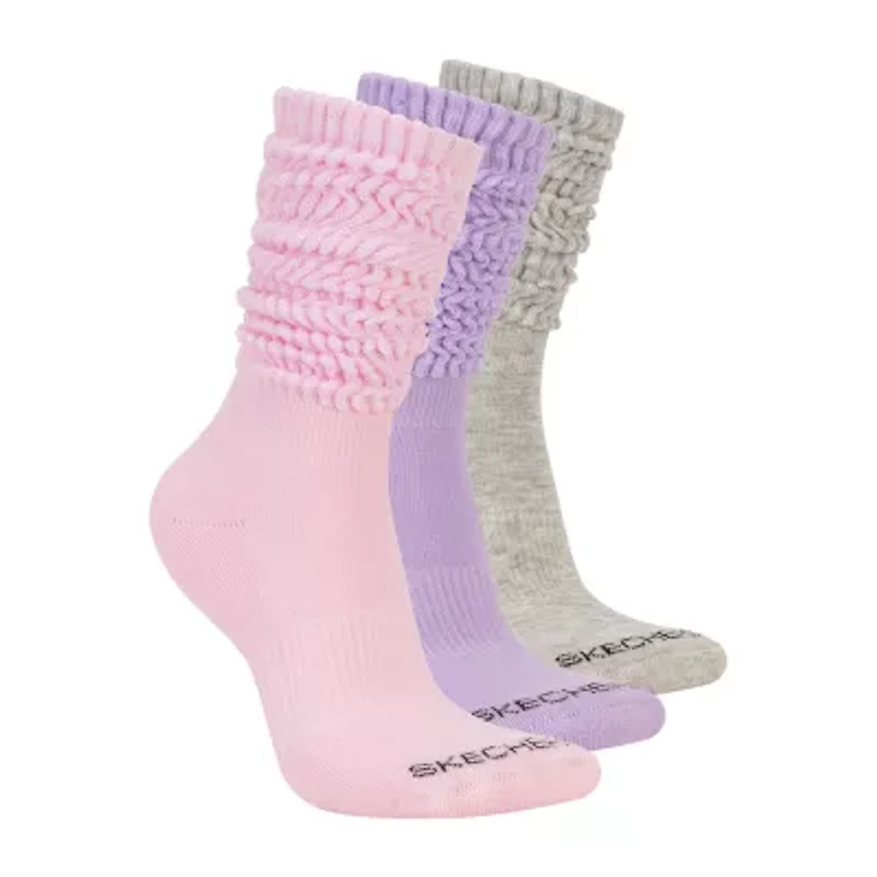 Skechers Active Slouch Womens 3 Pair Crew Socks