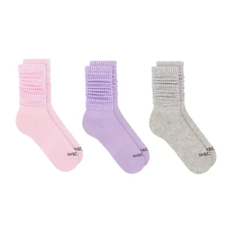 Skechers Active Slouch Womens 3 Pair Crew Socks