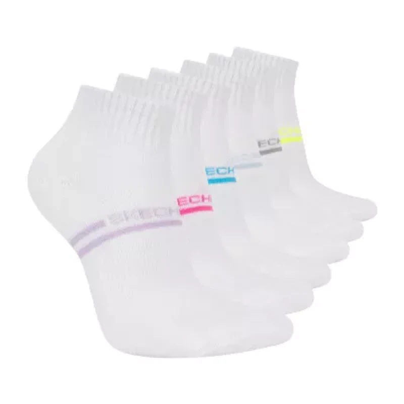 Skechers Active Womens Multi-Pack 6 Pair Quarter Ankle Socks