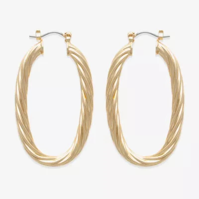 Bold Elements Gold Tone Womens 30.1mm Hoop Earrings