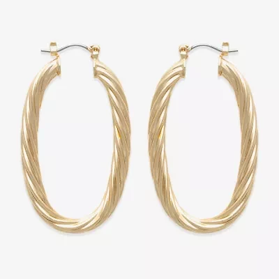 Bold Elements Gold Tone Womens 30.1mm Hoop Earrings