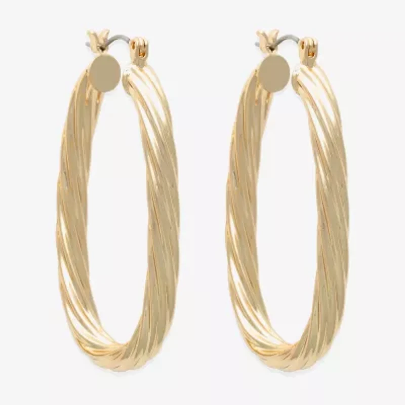 Bold Elements Gold Tone Womens 30.1mm Hoop Earrings