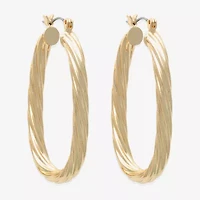 Bold Elements Gold Tone Womens 30.1mm Hoop Earrings