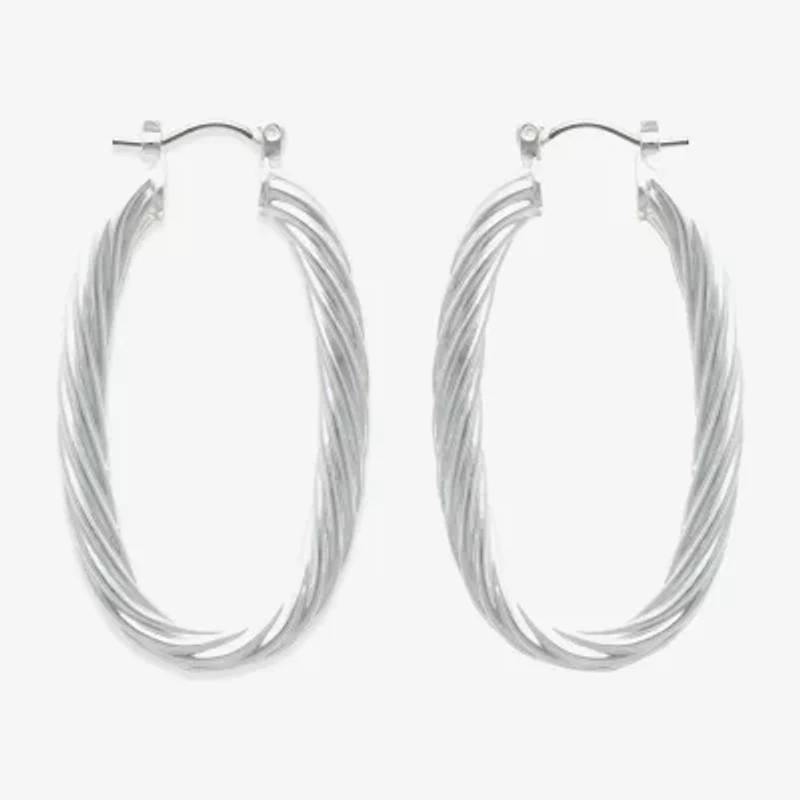 Bold Elements Silver Tone Womens 30.1mm Hoop Earrings