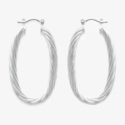 Bold Elements Silver Tone Womens 30.1mm Hoop Earrings