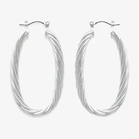 Bold Elements Silver Tone Womens 30.1mm Hoop Earrings