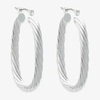 Bold Elements Silver Tone Womens 30.1mm Hoop Earrings