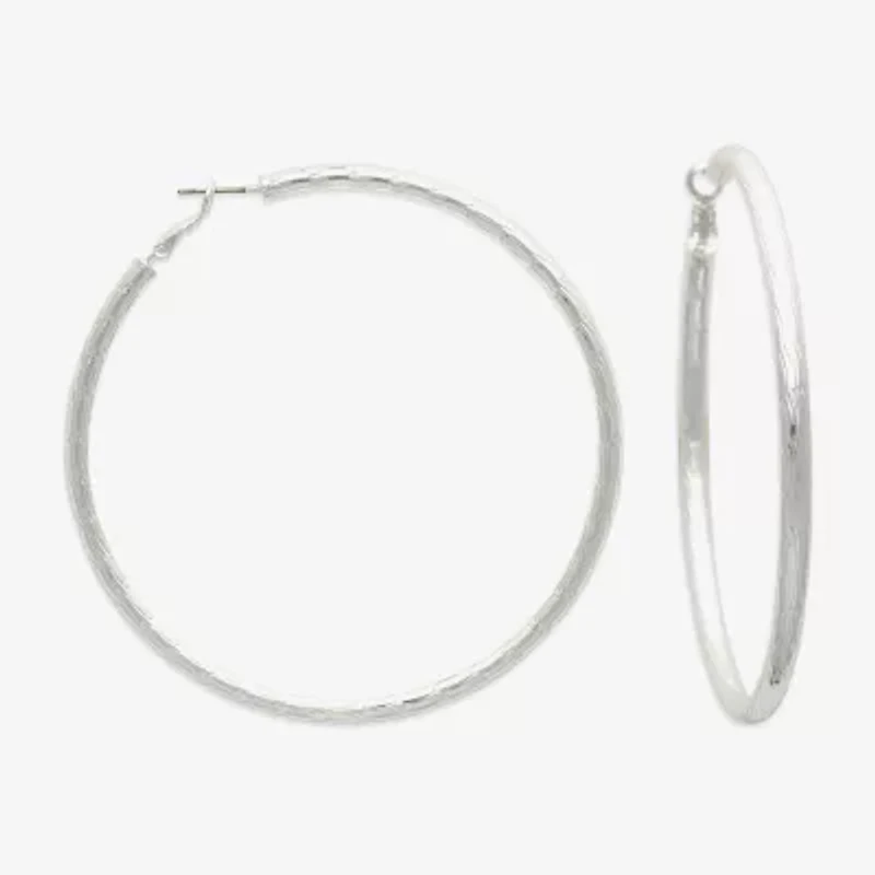 Bold Elements Silver Tone Womens 79.2mm Hoop Earrings
