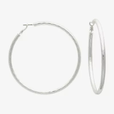 Bold Elements Silver Tone Womens 79.2mm Hoop Earrings