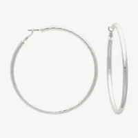 Bold Elements Silver Tone Womens 79.2mm Hoop Earrings