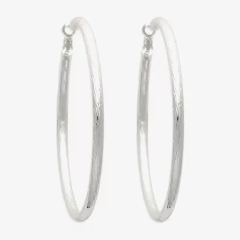 Bold Elements Silver Tone Womens 79.2mm Hoop Earrings