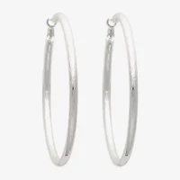 Bold Elements Silver Tone Womens 79.2mm Hoop Earrings