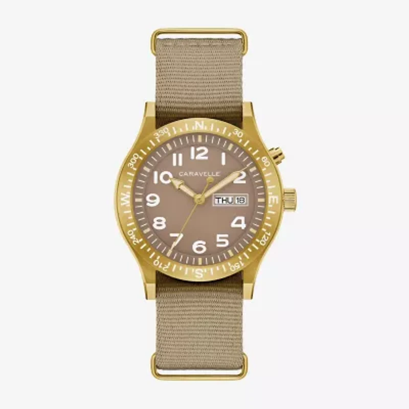 Bulova Mens Diamond Accent Green Strap Watch 44c113