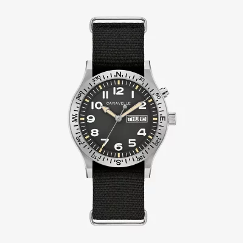 Bulova Mens Diamond Accent Black Strap Watch 43c125