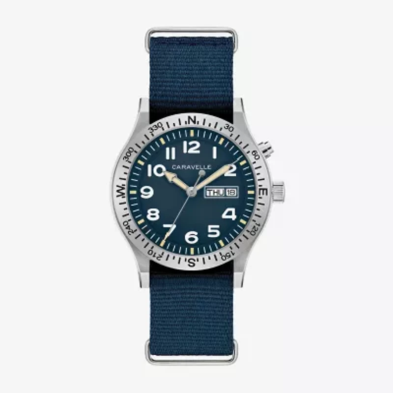 Bulova Mens Blue Strap Watch 43c126