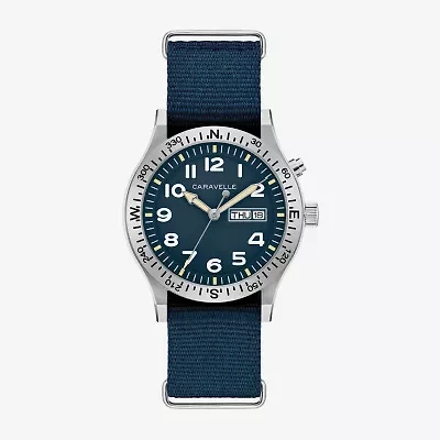 Bulova Mens Blue Strap Watch 43c126