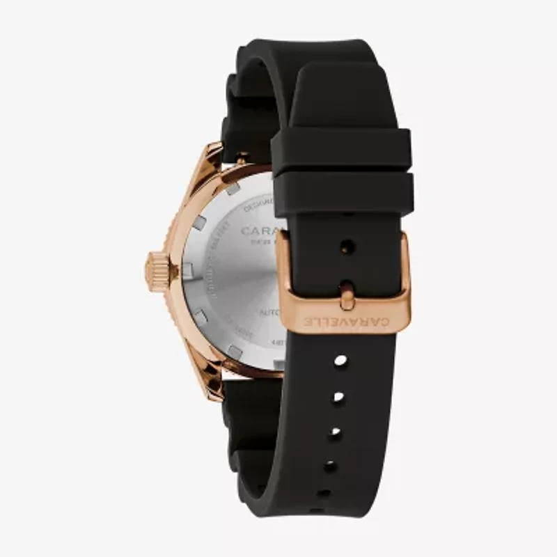 Caravelle Designed By Bulova Mens Black Strap Watch 44b130