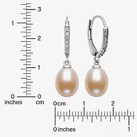 Womens Pink Cultured Freshwater Pearl Sterling Silver Drop Earrings
