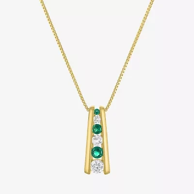 Lab-Created Gemstone 14K Gold Over Silver 18 Inch Pendant Necklace