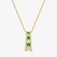 Lab-Created Gemstone 14K Gold Over Silver 18 Inch Pendant Necklace