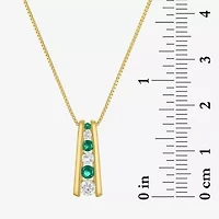 Lab-Created Gemstone 14K Gold Over Silver 18 Inch Pendant Necklace