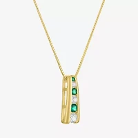 Lab-Created Gemstone 14K Gold Over Silver 18 Inch Pendant Necklace