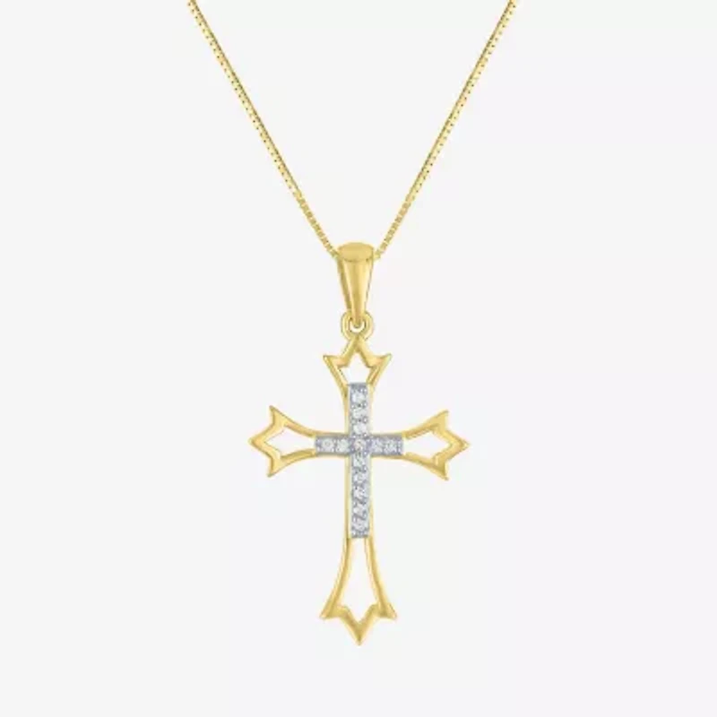 Women's Diamond-Accent 10K Gold Cross Pendant Necklace