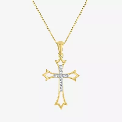 Women's Diamond-Accent 10K Gold Cross Pendant Necklace