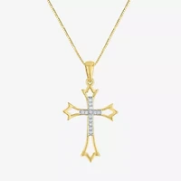 Women's Diamond-Accent 10K Gold Cross Pendant Necklace