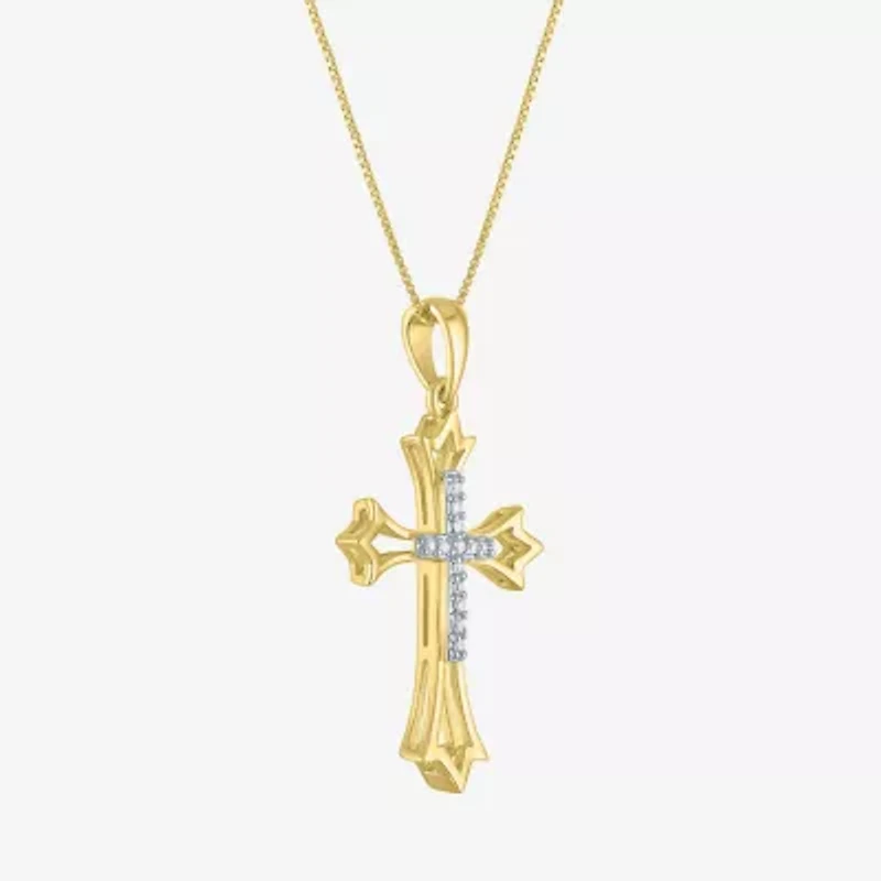 Women's Diamond-Accent 10K Gold Cross Pendant Necklace