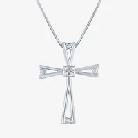 Womens Diamond-Accent 10K White Gold Pendant Necklace