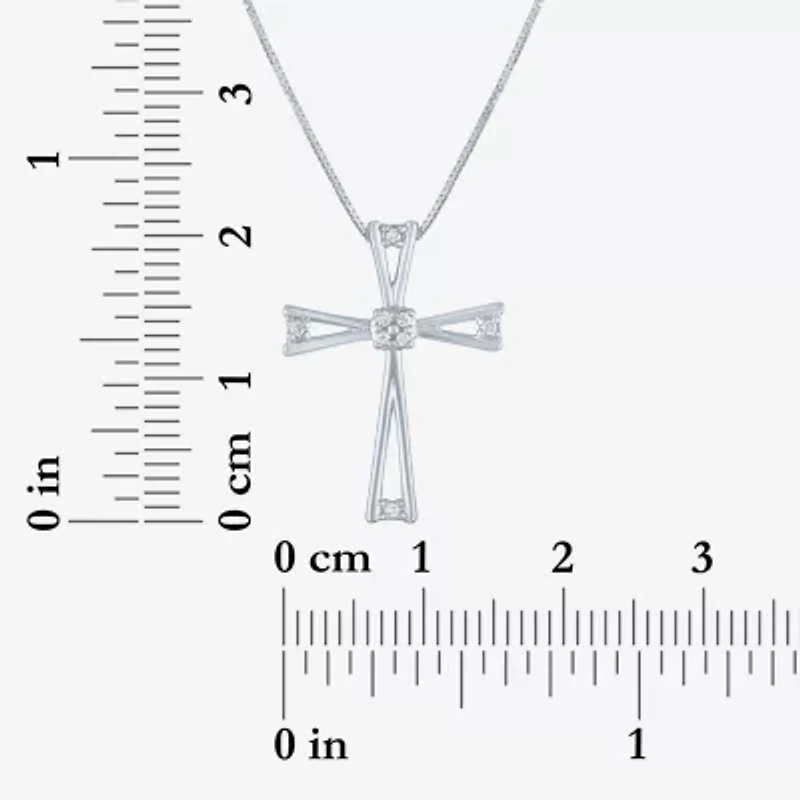 Womens Diamond-Accent 10K White Gold Pendant Necklace