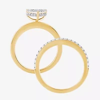 H, I1-I2 Womens 1/2 CT. T.W. Lab Grown White Diamond 14K Gold Over Silver Heart Halo Bridal Set