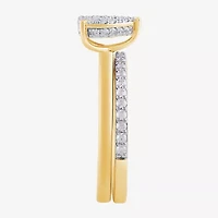 H, I1-I2 Womens 1/2 CT. T.W. Lab Grown White Diamond 14K Gold Over Silver Heart Halo Bridal Set