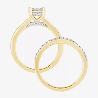 H, I1-I2 Womens 1/2 CT. T.W. Lab Grown White Diamond 14K Gold Over Silver Bridal Set